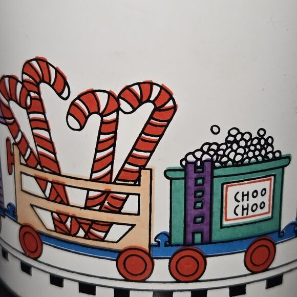 Vintage Unbranded Ceramic Christmas Train With Candy Cane Handle Coffee Cup Mug - Picture 9 of 13
